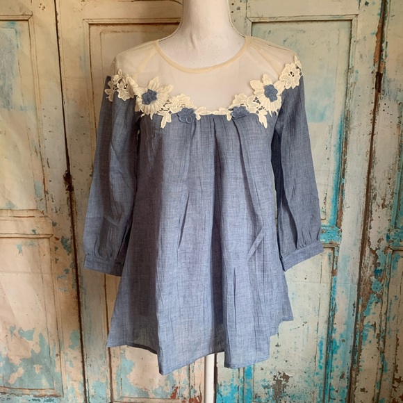 Ryu Tops - Floral lace top blouse